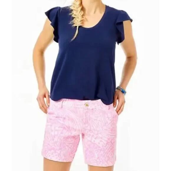 Lilly Pulitzer Jayne Knit Short in Pelican‎ Pink Sea Cups Size 4 - Picture 1 of 8